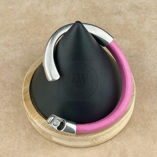 Bubblegum Pink Leather Arena Bracelet with <strong>Single</strong> Antique Silver Magnetic Clasp