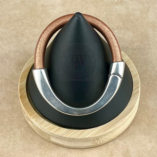 Matte Metallic Bronze Leather Arena Bracelet with <strong>Single</strong> Antique Silver Magnetic Clasp