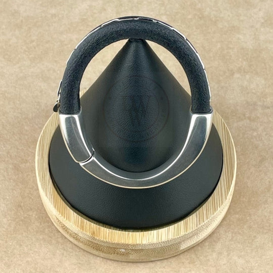 Rhodium Chain on Black Leather Unisex Arena Bracelet -2