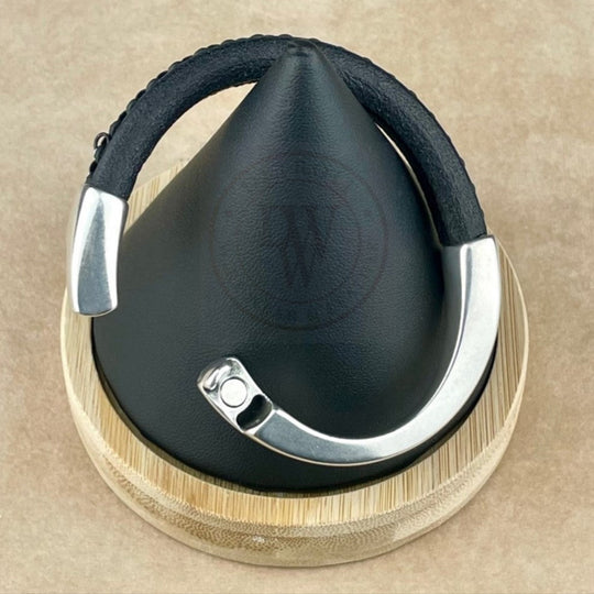 Black Chain on Black Leather Unisex Arena Bracelet-5