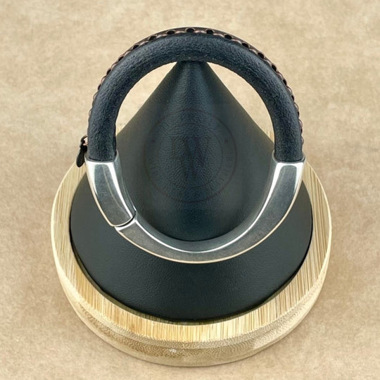 Antique Copper Chain on Black Leather Unisex Arena Bracelet -2