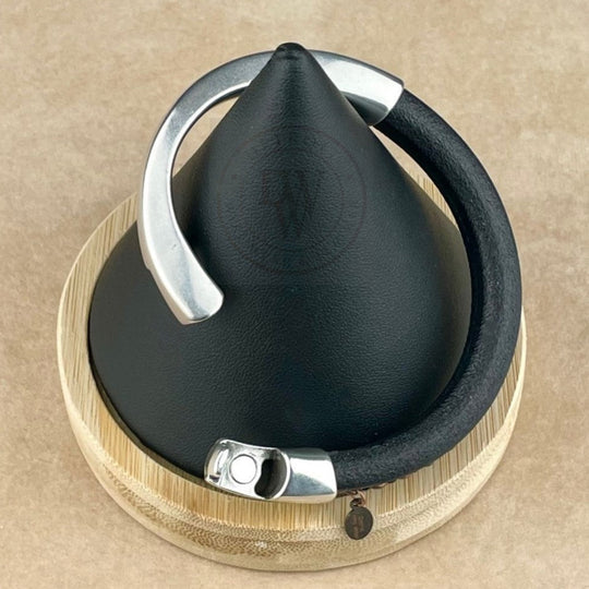 Antique Copper Chain on Black Leather Unisex Arena Bracelet -6