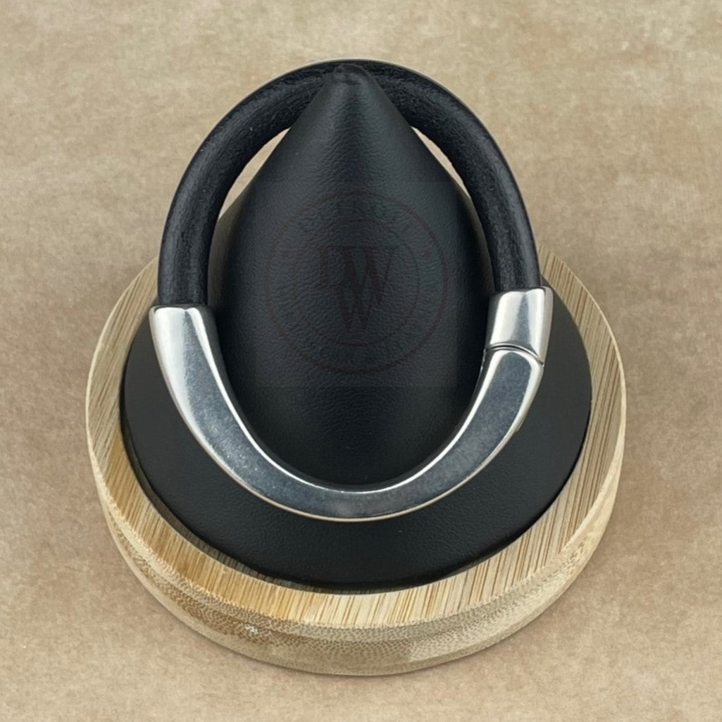 Black Leather Unisex Arena Bracelet-4