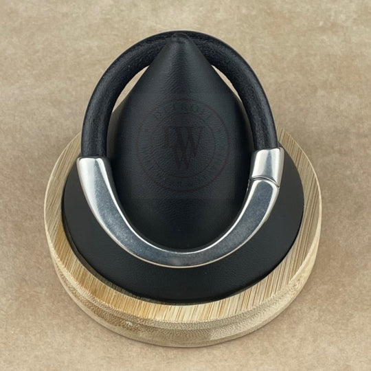 Black Leather Unisex Arena Bracelet-4