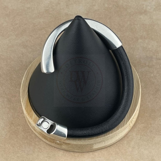 Black Leather Unisex Arena Bracelet-5