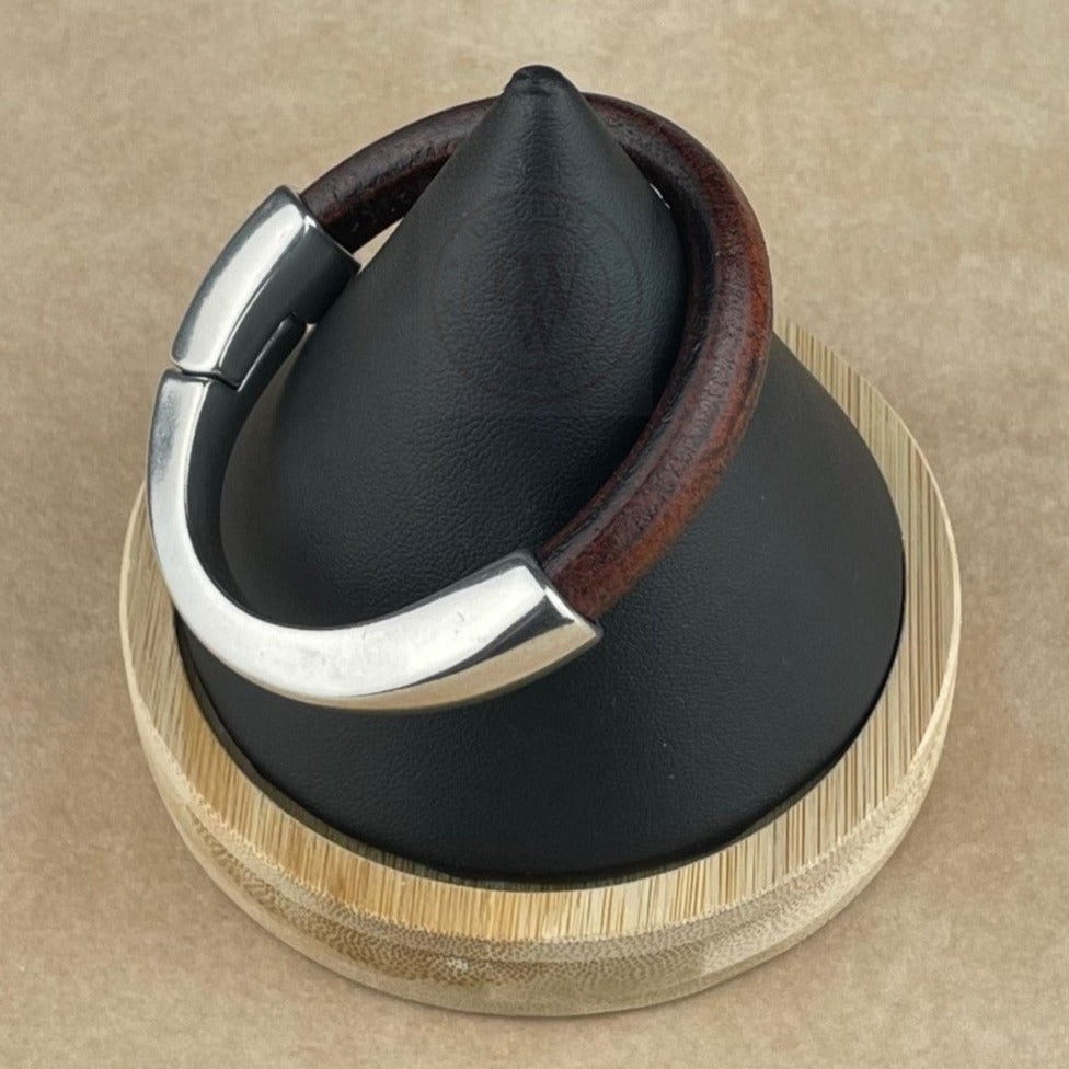 Distressed Brown Leather Unisex Arena Bracelet-2