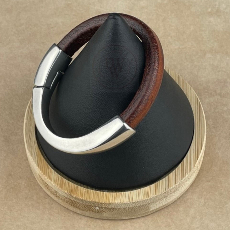 Distressed Whiskey Leather Unisex Arena Bracelet-2