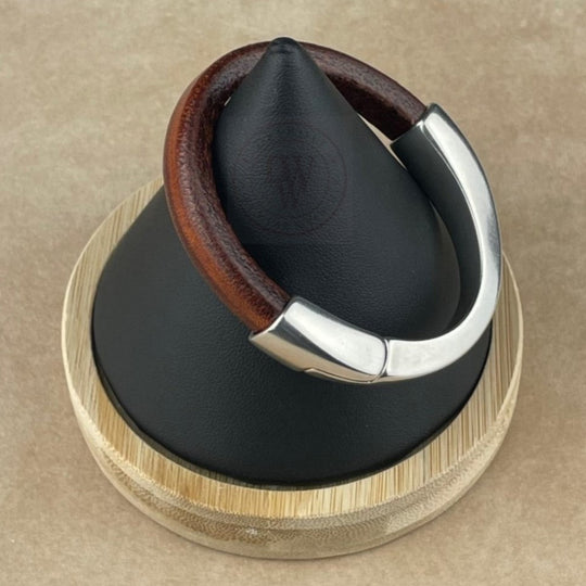 Distressed Whiskey Leather Unisex Arena Bracelet-3