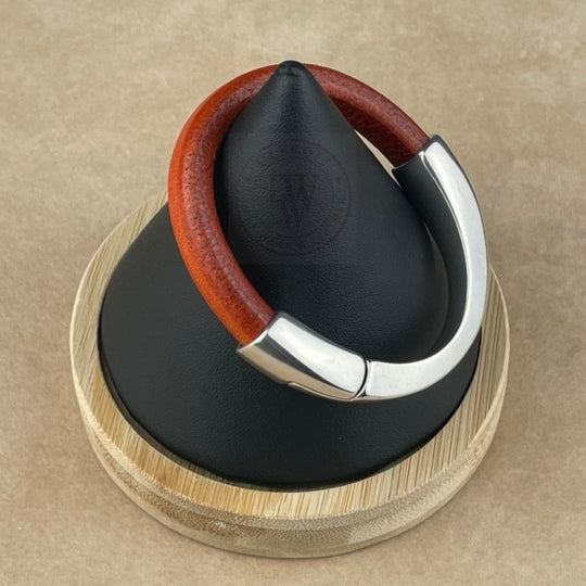 Distressed Orange Leather Unisex Arena Bracelet -3