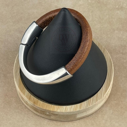 Distressed Tobacco Leather Unisex Arena Bracelet-2