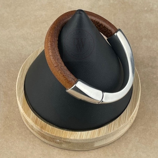 Distressed Tobacco Leather Unisex Arena Bracelet-3