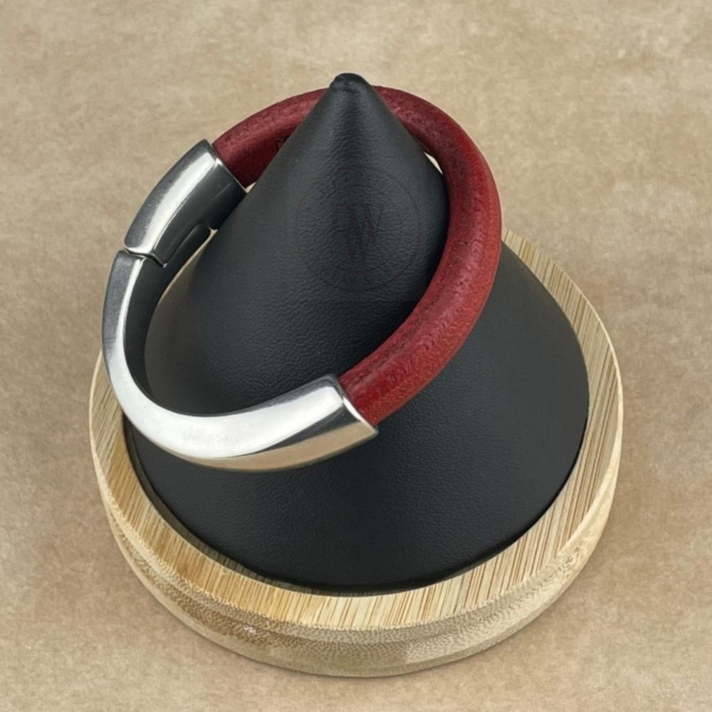 Distressed Red Leather Unisex Arena Bracelet-2