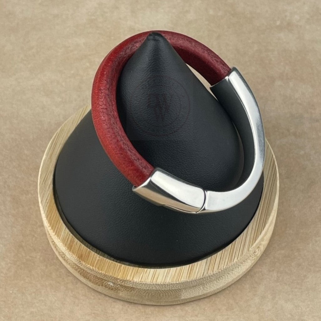 Distressed Red Leather Unisex Arena Bracelet-3
