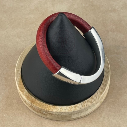 Distressed Red Leather Unisex Arena Bracelet-3