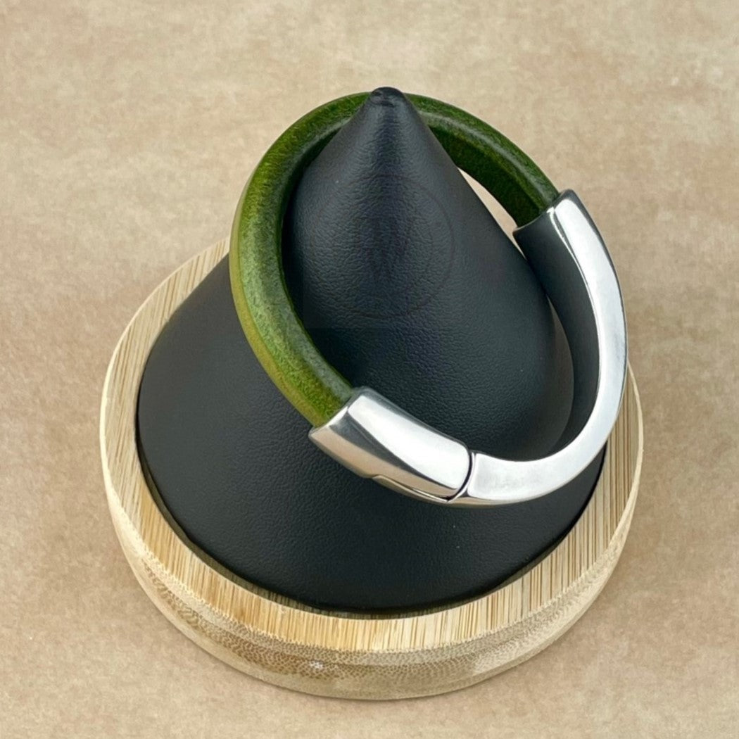 Distressed Grass Green Leather Unisex Arena Bracelet-3