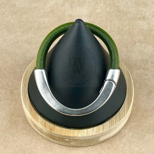 Distressed Grass Green Leather Unisex Arena Bracelet-4