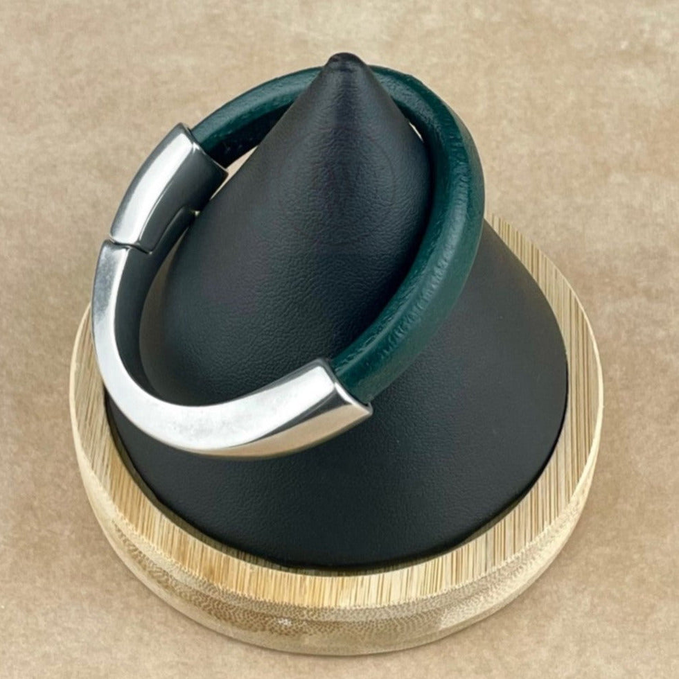 Midnight Green Leather Unisex Arena Bracelet-2