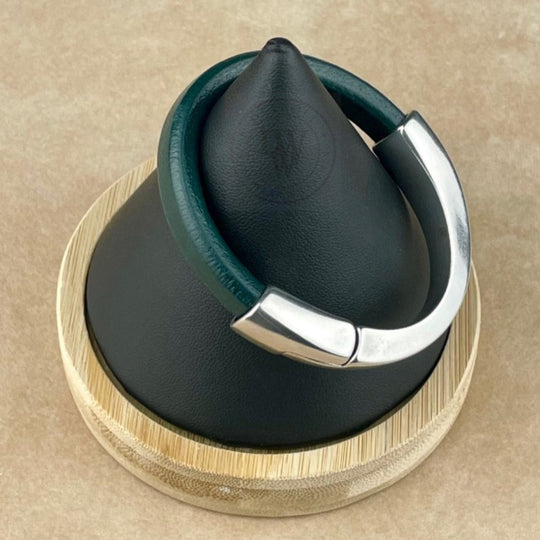 Midnight Green Leather Unisex Arena Bracelet-3