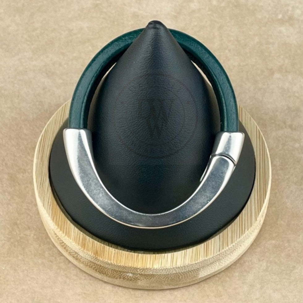 Midnight Green Leather Unisex Arena Bracelet-4