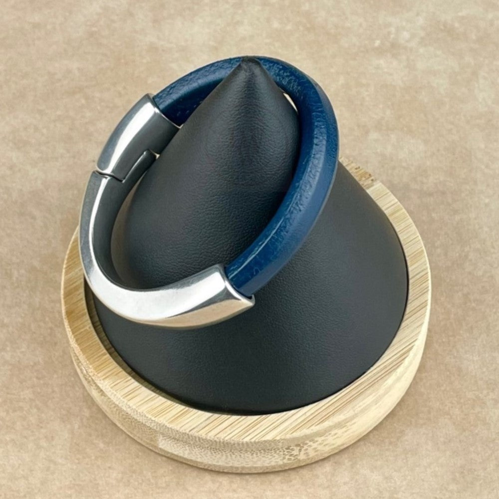 Dark Navy Blue Leather Unisex Arena Bracelet-2
