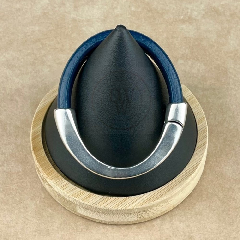 Dark Navy Blue Leather Unisex Arena Bracelet-4