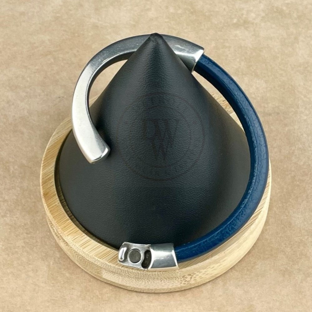 Dark Navy Blue Leather Unisex Arena Bracelet-5