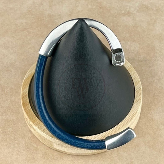 Dark Navy Blue Leather Unisex Arena Bracelet-6