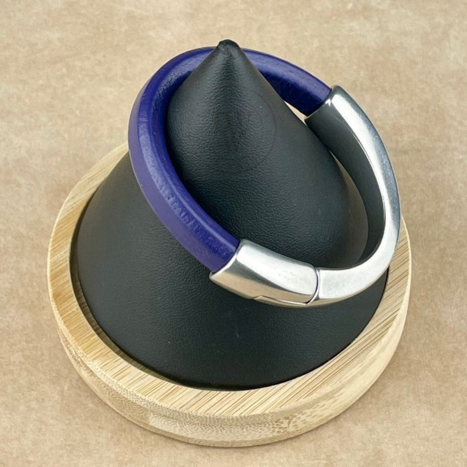 Dark Purple Leather Unisex Arena Bracelet-3