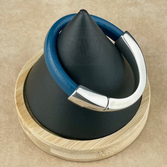 Atlantic Blue Leather Unisex Arena Bracelet -3