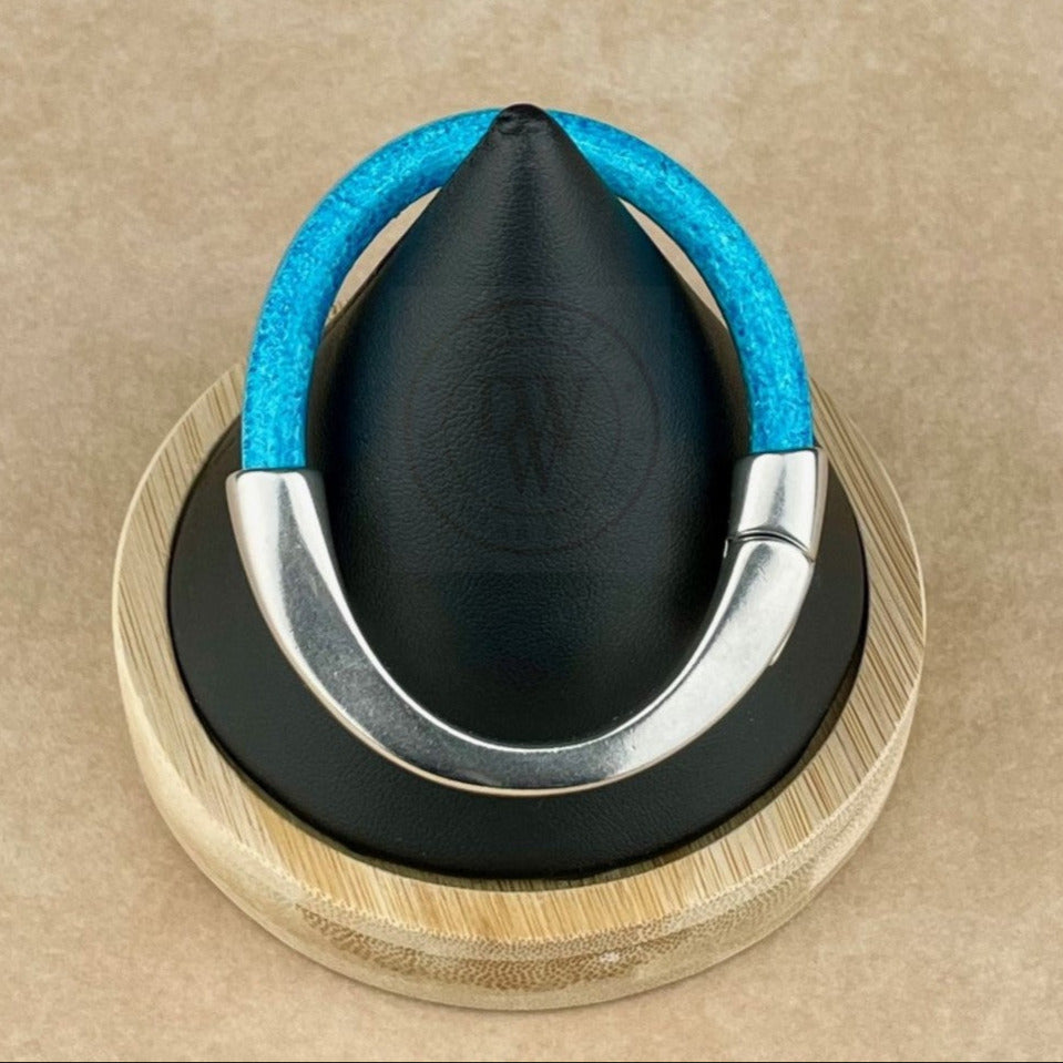 Distressed Turquoise Leather Unisex Arena Bracelet-4