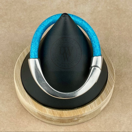 Distressed Turquoise Leather Unisex Arena Bracelet-4