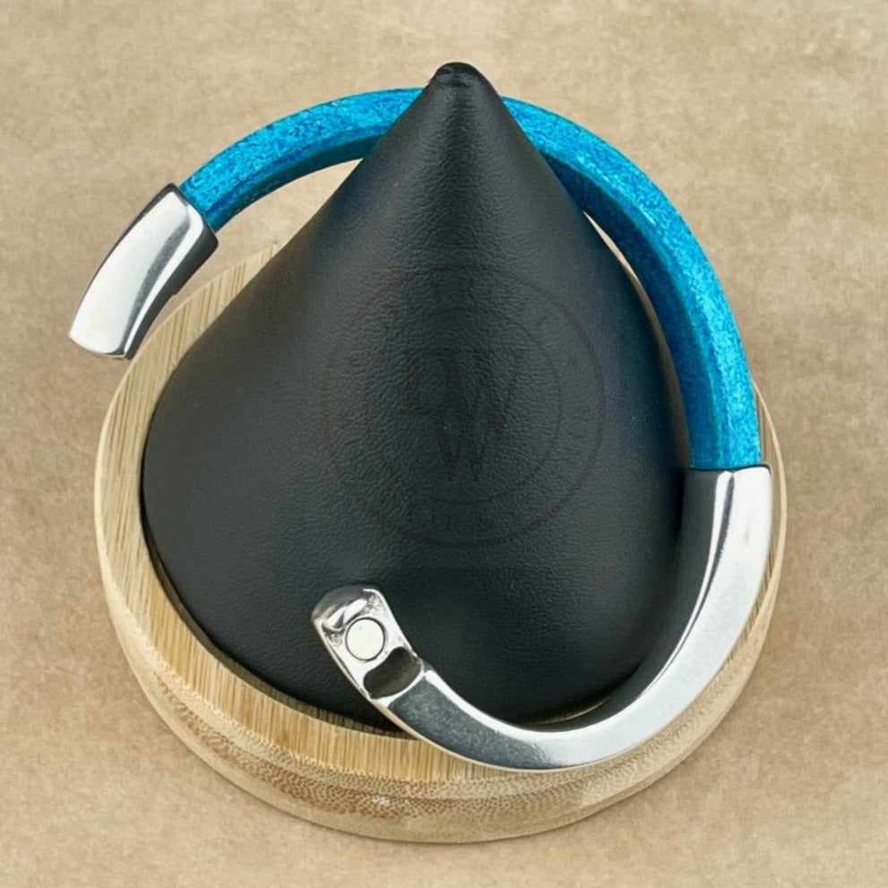 Distressed Turquoise Leather Unisex Arena Bracelet-6