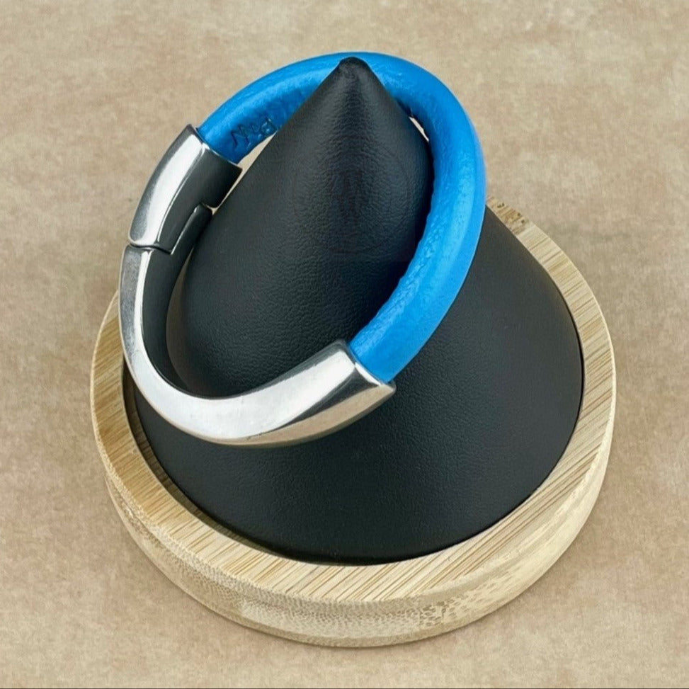 Sky Blue Leather Unisex Arena Bracelet-2
