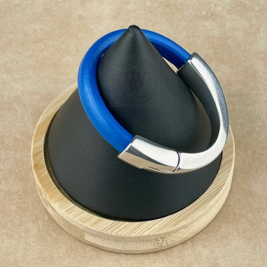 Electric Blue Leather Unisex Arena Bracele-3