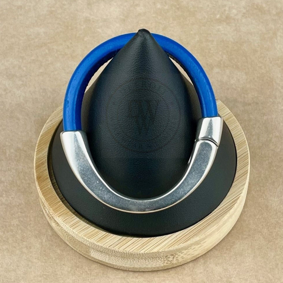 Electric Blue Leather Unisex Arena Bracele-4