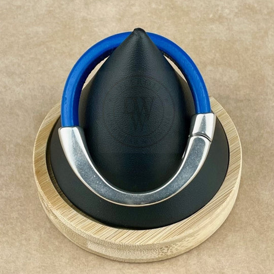 Electric Blue Leather Unisex Arena Bracele-4