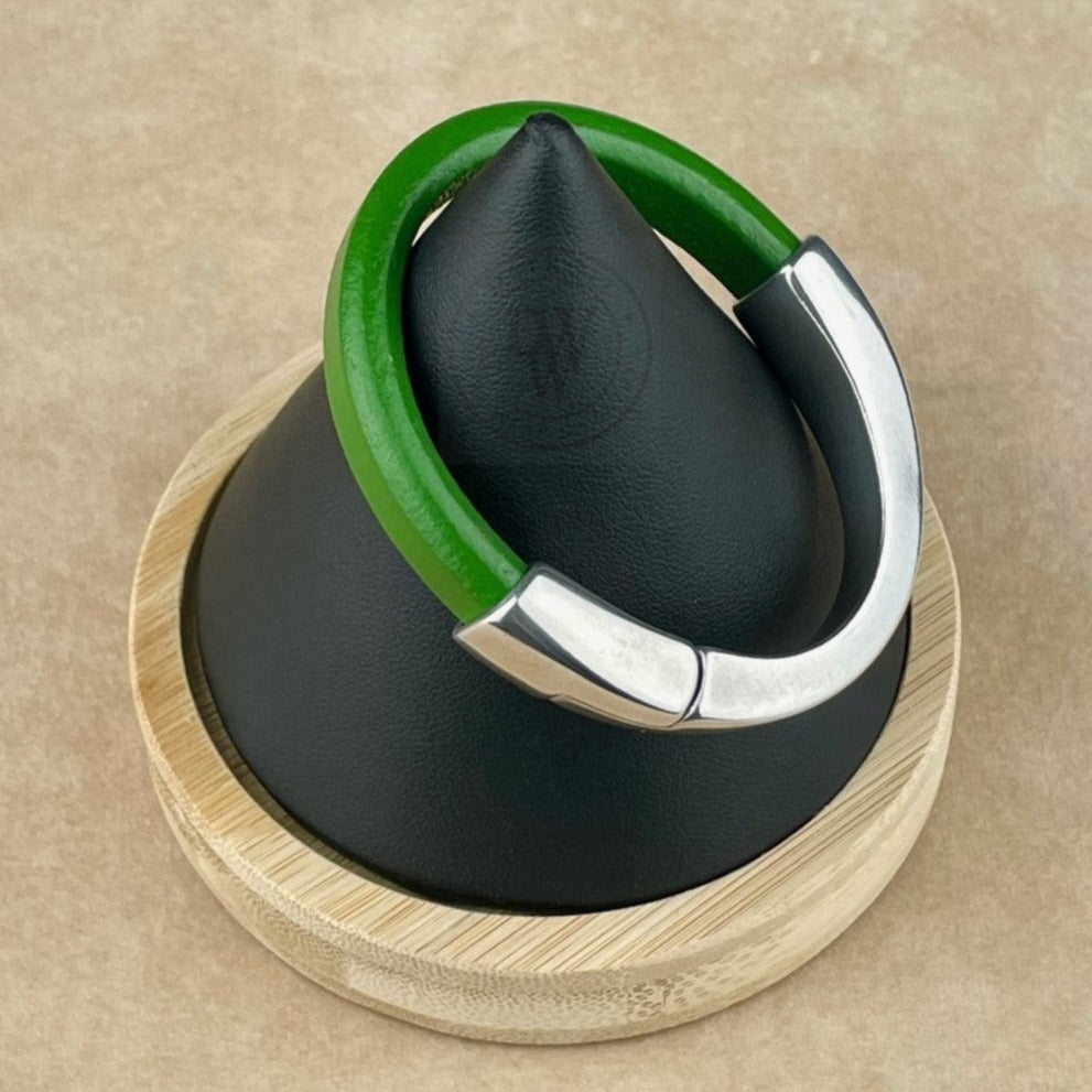 Kelly Green Leather Unisex Arena Bracelet-3