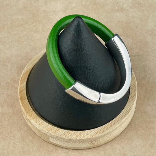 Kelly Green Leather Unisex Arena Bracelet-3