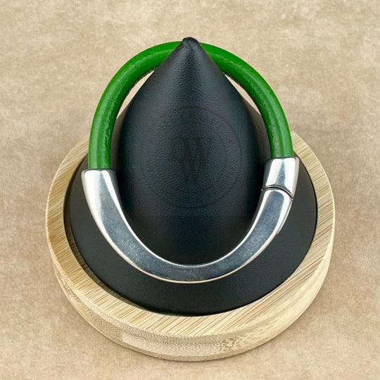 Kelly Green Leather Unisex Arena Bracelet-4