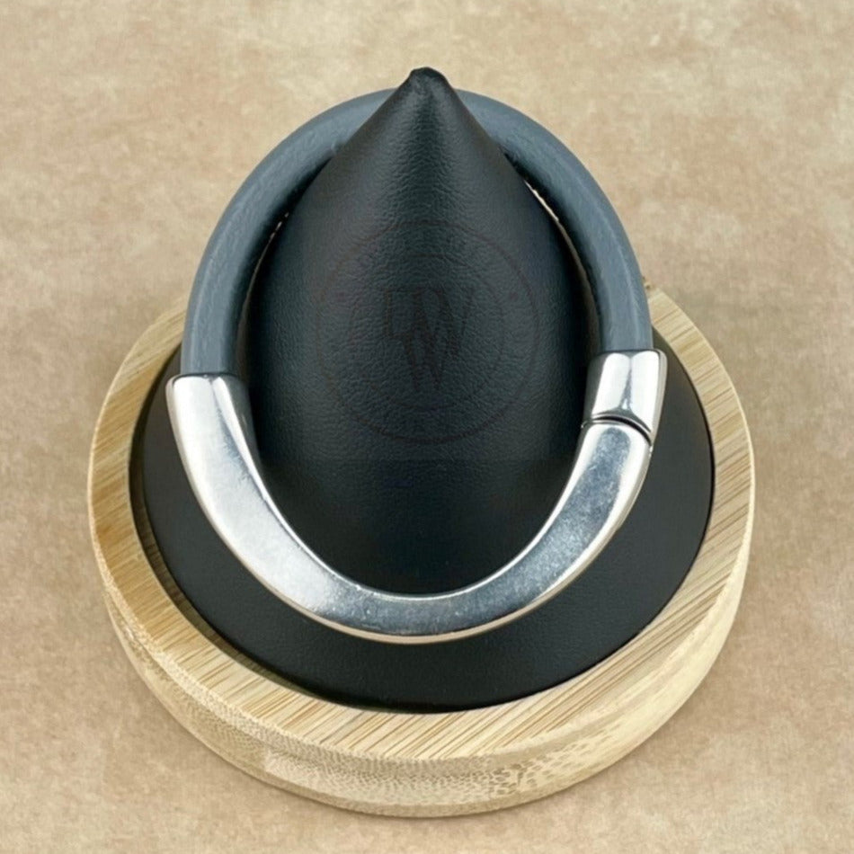 Dark Grey Leather Unisex Arena Bracelet-4