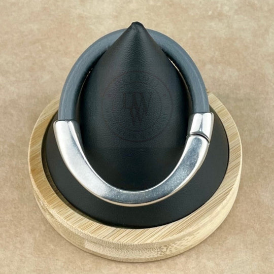 Dark Grey Leather Unisex Arena Bracelet-4