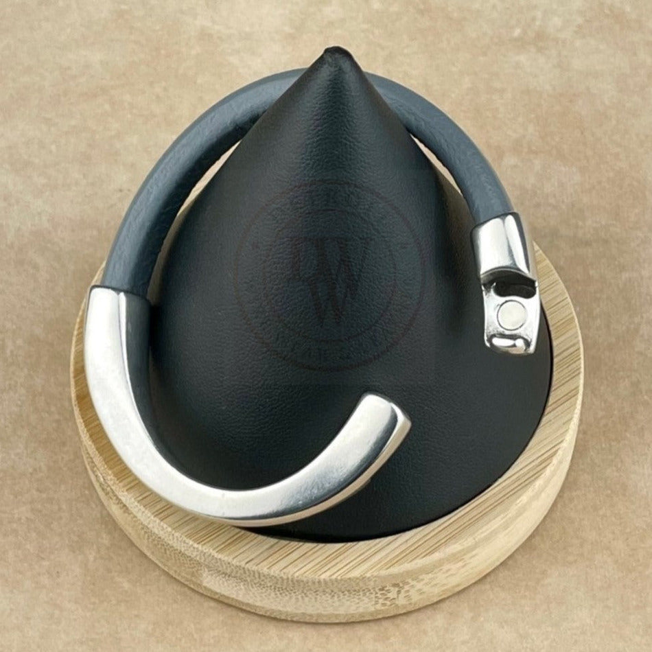 Dark Grey Leather Unisex Arena Bracelet-6