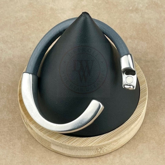 Dark Grey Leather Unisex Arena Bracelet-6