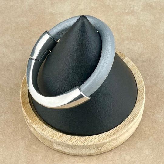 Light Grey Leather Unisex Arena Bracelet-2