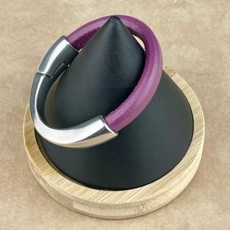 Plum Leather Unisex Arena Bracelet -2