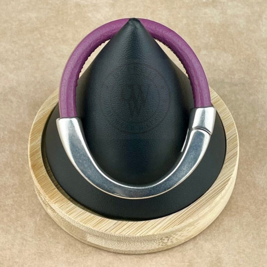 Plum Leather Unisex Arena Bracelet -4
