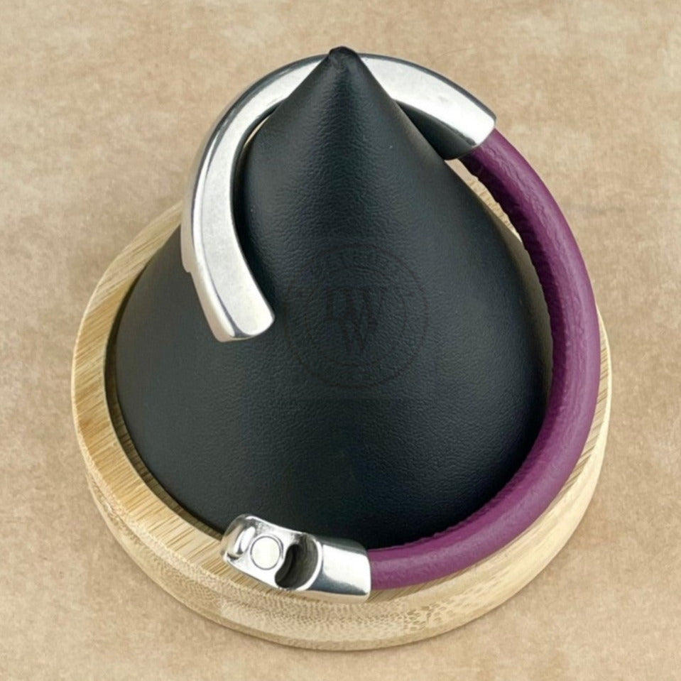 Plum Leather Unisex Arena Bracelet -5