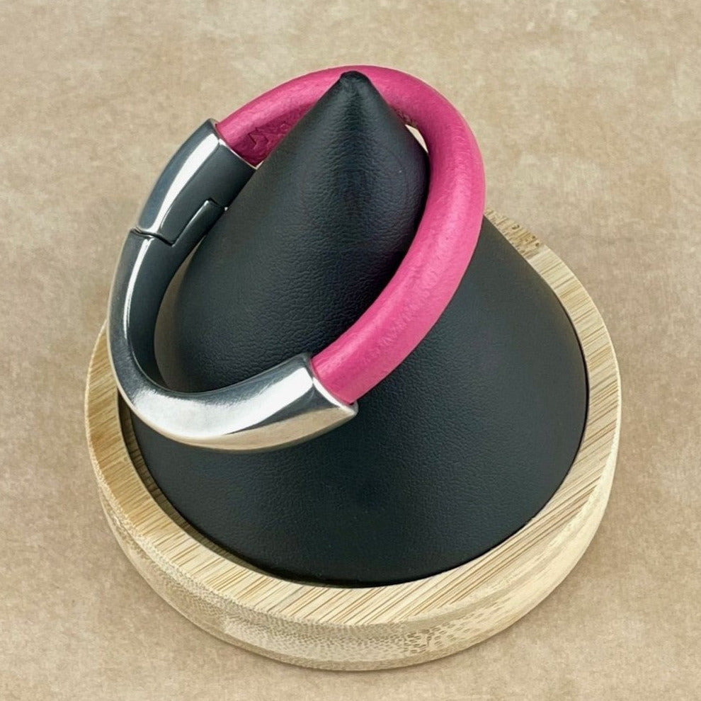 Fuchsia Leather Unisex Arena Bracele-2