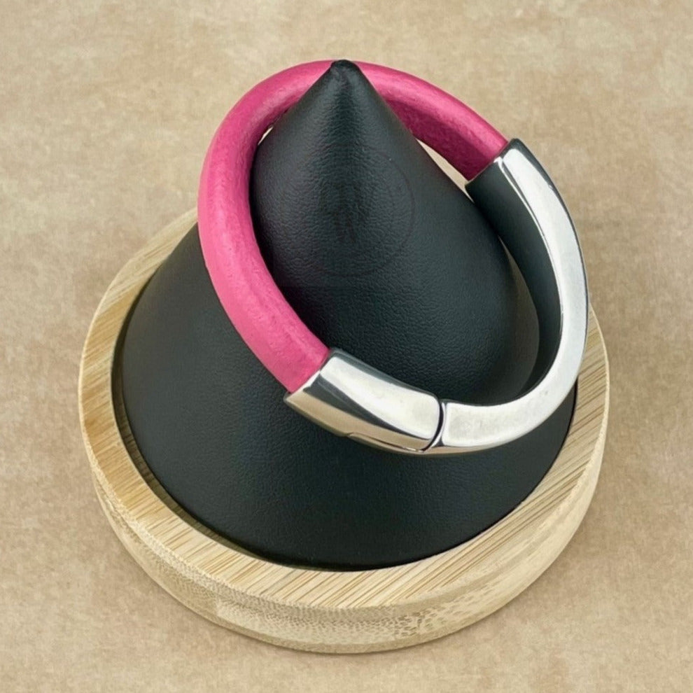 Fuchsia Leather Unisex Arena Bracele-3