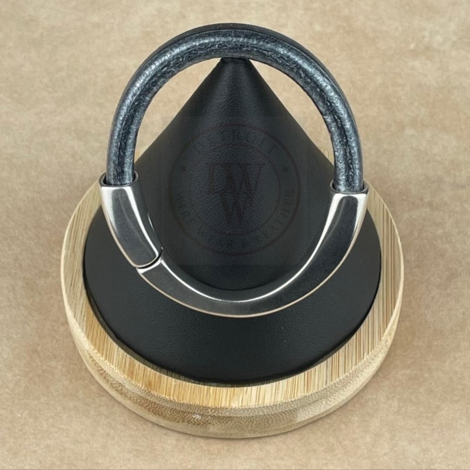 Metallic Silver Black Leather Unisex Arena Bracelet-1